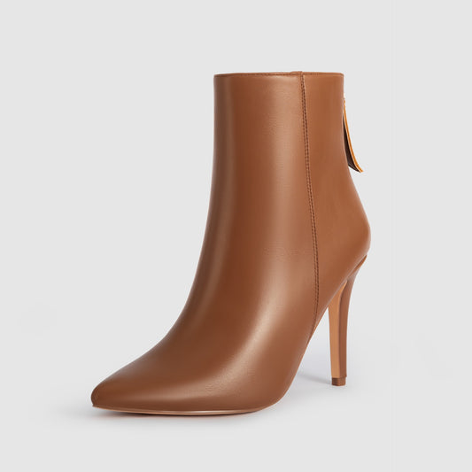 Bottine à talon en cuir