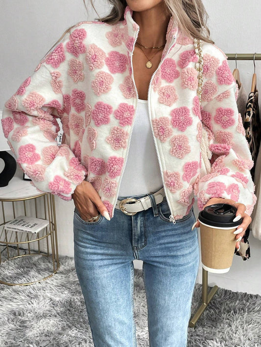 Veste jacquard à motif floral